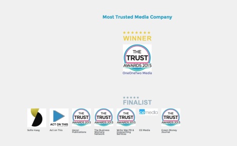 WRITE WAI PR &amp; COPYWRITING SERVICES named a Trust awards 2015 finalist media
